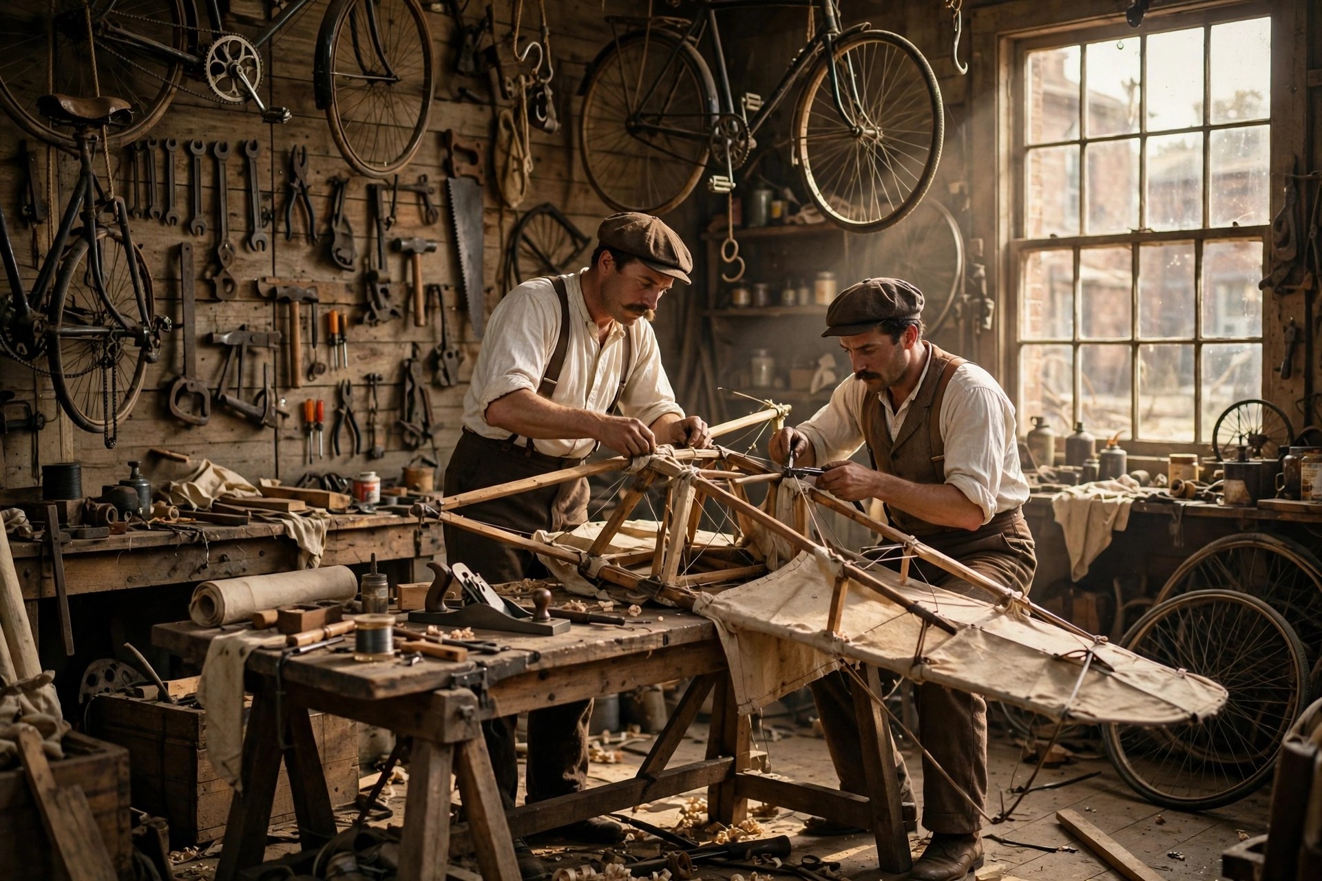 Taller de bicicletas de los hermanos Wright en 1903