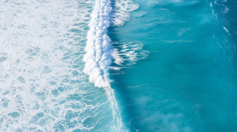 Vista aérea de olas rompiendo en el mar