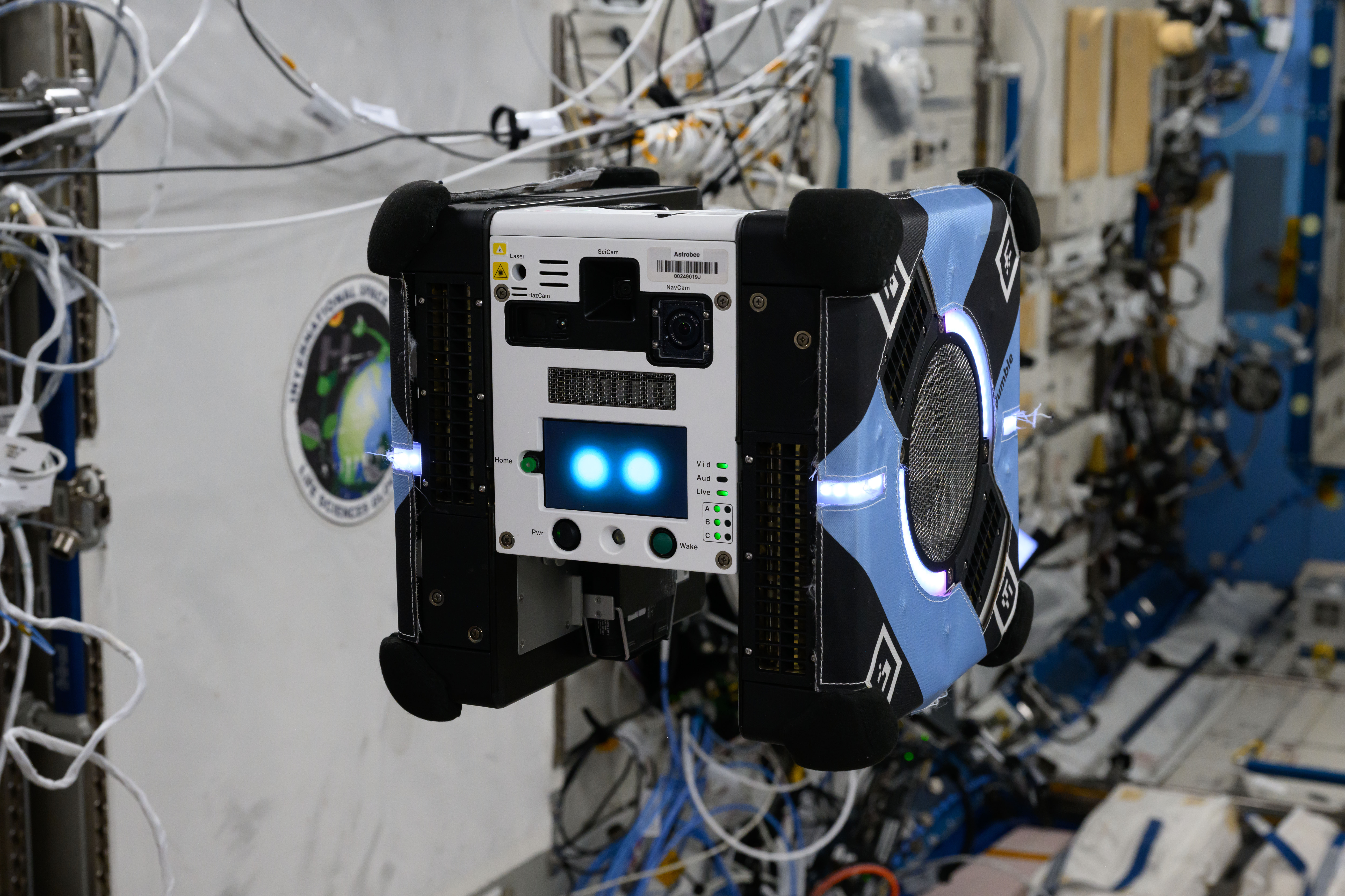 File:A free-flying Astrobee robot pictured aboard the International Space Station (iss071e046284)