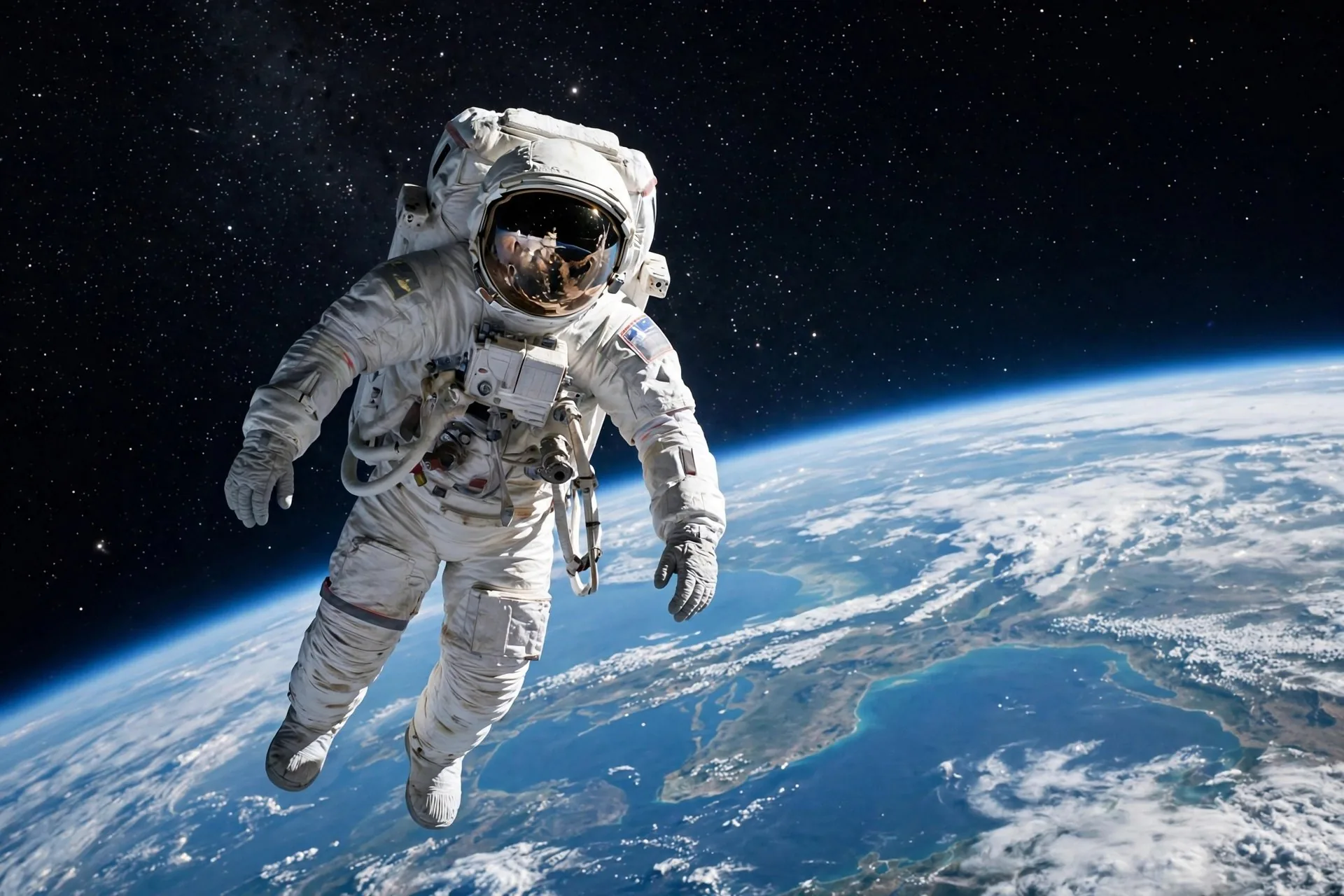 Astronauta flotando en el espacio cerca de la Tierra